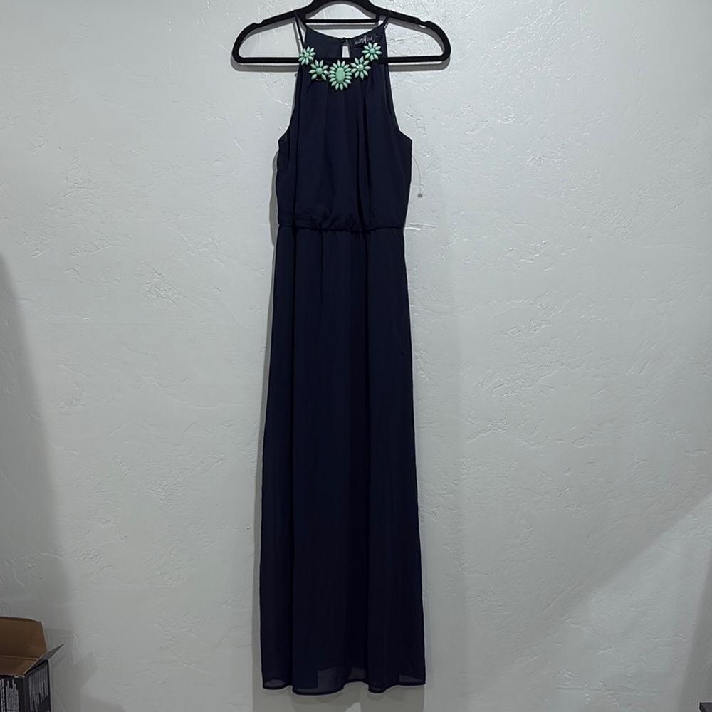 Elegant Blue Halter Maxi Dress for Weddings